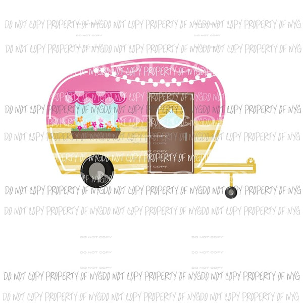 Pink Striped Camper Sublimation transfers Heat Transfer