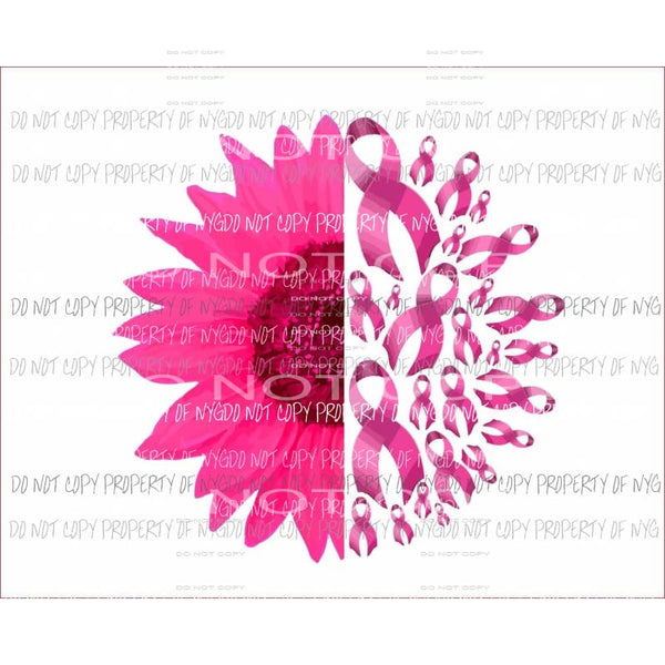 Pink Sunflower Awareness Ribbons Sublimation transfers Heat Transfer