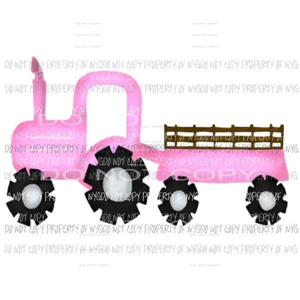 Pink Tractor watercolor Sublimation transfers Heat Transfer