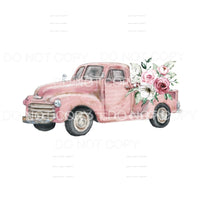 Pink Vintage Truck with roses Sublimation transfers - Heat 
