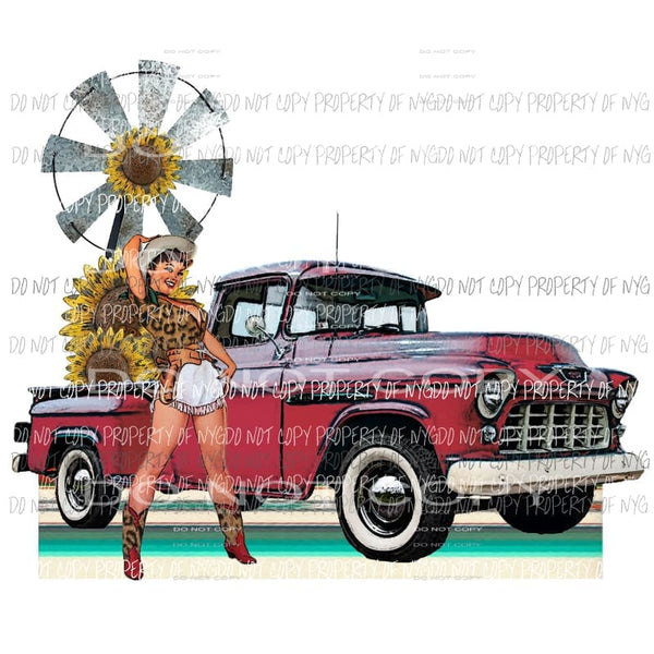 pinup with truck sublimation transfer Heat Transfer