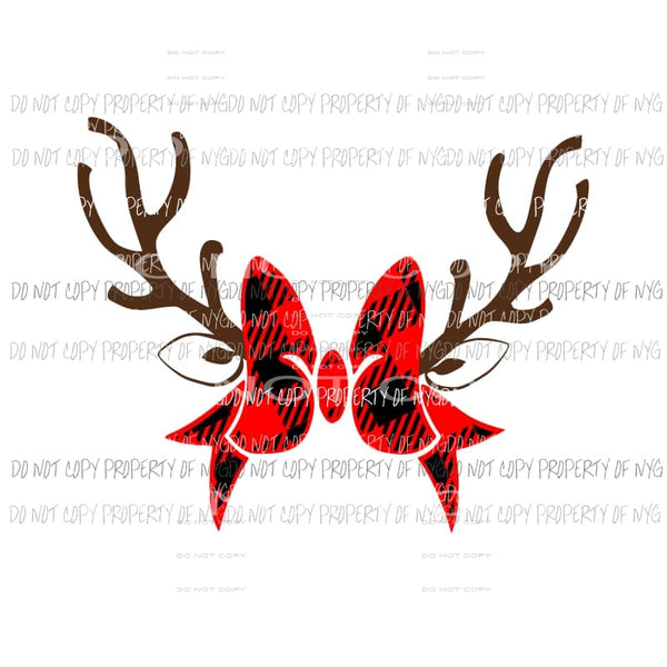 Plaid Bow Antlers red buffalo Sublimation transfers Heat Transfer