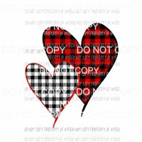Plaid Hearts duo red black Sublimation transfers Heat Transfer