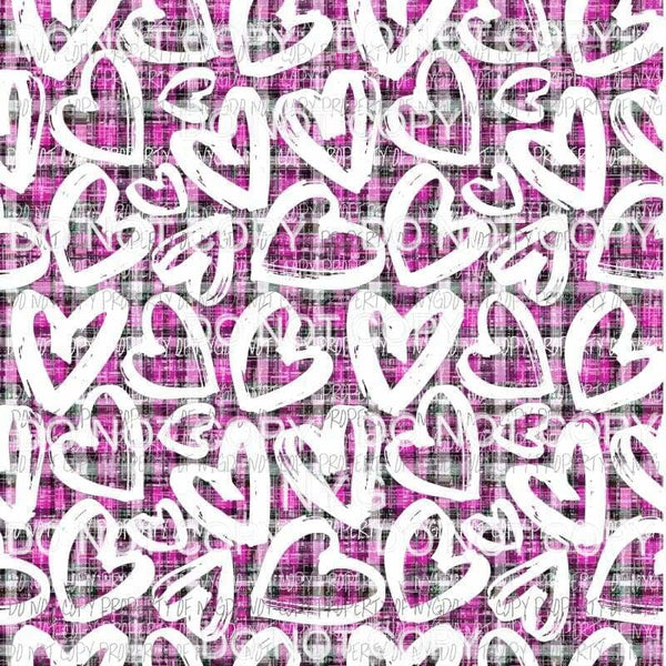 Plaid Hearts Sheet #5 Sublimation transfers 13 x 9 inches Heat Transfer