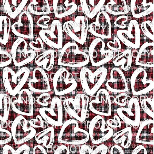 Plaid Hearts Sheet #6 Sublimation transfers 13 x 9 inches Heat Transfer