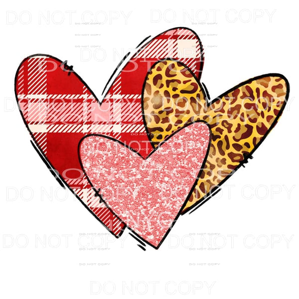 Plaid Leopard Heart Trio Sublimation transfers - Heat 