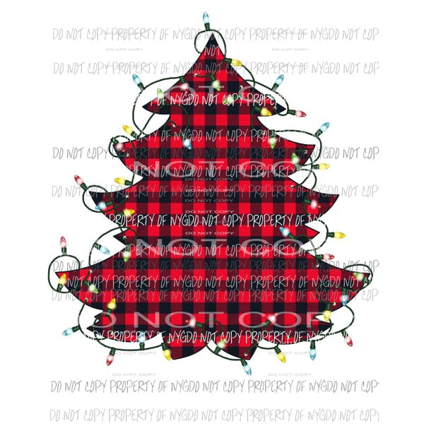 Plaid red tree with lights Sublimation transfers Heat Transfer