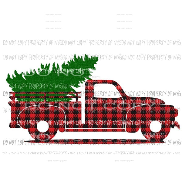 plaid truck with tree Sublimation transfers Heat Transfer