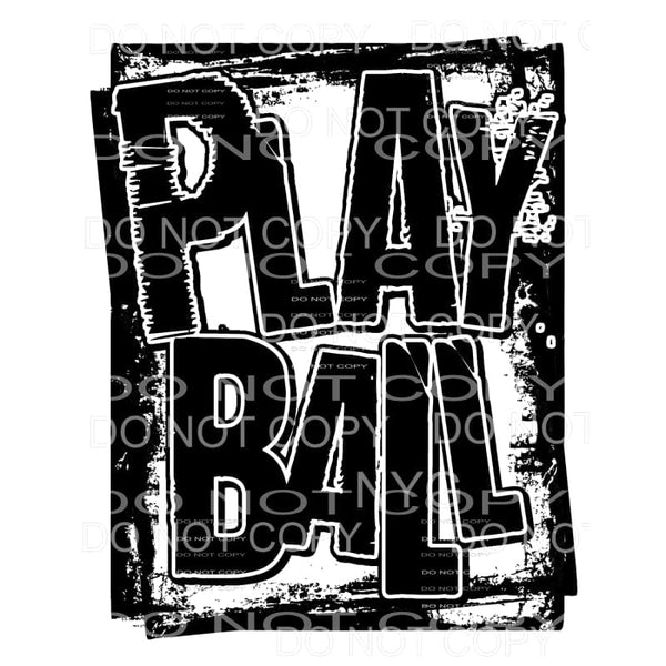 Play Ball Distressed Double Framed Sublimation transfers - 