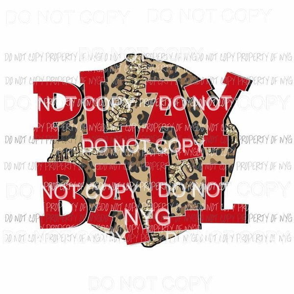 Play Ball red leopard Sublimation transfers Heat Transfer