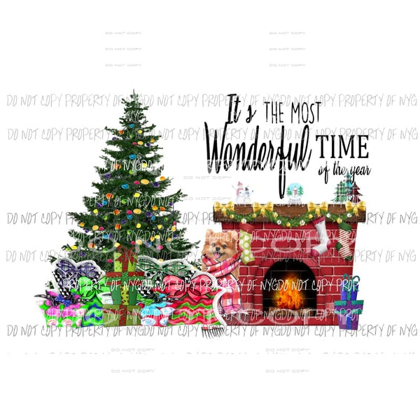 Pomeranian Christmas 1 dog POM wonderful time of the year Sublimation transfers Heat Transfer