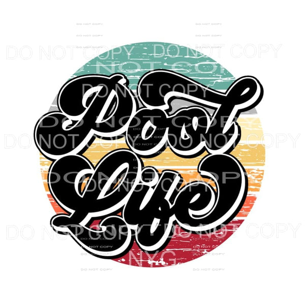 Pool Life Retro Distressed Wood Circle Sublimation transfers