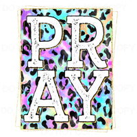 Pray Colorful Leopard Framed Sublimation transfers - Heat 