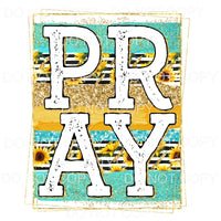 Pray Turquoise Sunflowers Gold Sublimation transfers - Heat 