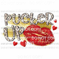 Pucker Up #2 leopard red lips gold Sublimation transfers Heat Transfer
