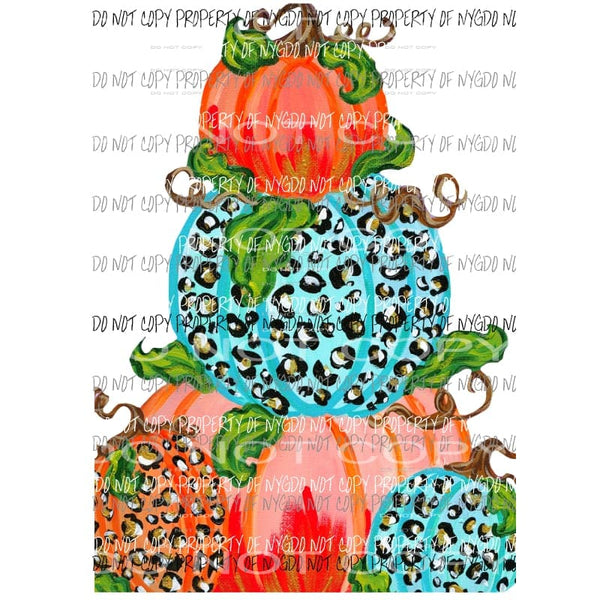 Pumpkin Trio Bright Colors #2 orange blue leopard Sublimation transfers Heat Transfer