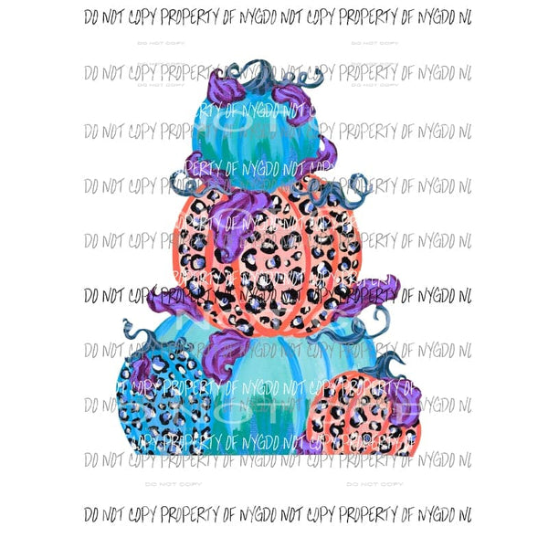 Pumpkin Trio Bright Colors #3 purple orange blue leopard Sublimation transfers Heat Transfer