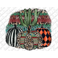 Pumpkin Trio Stripes Western Leopard Cactus Turquoise 