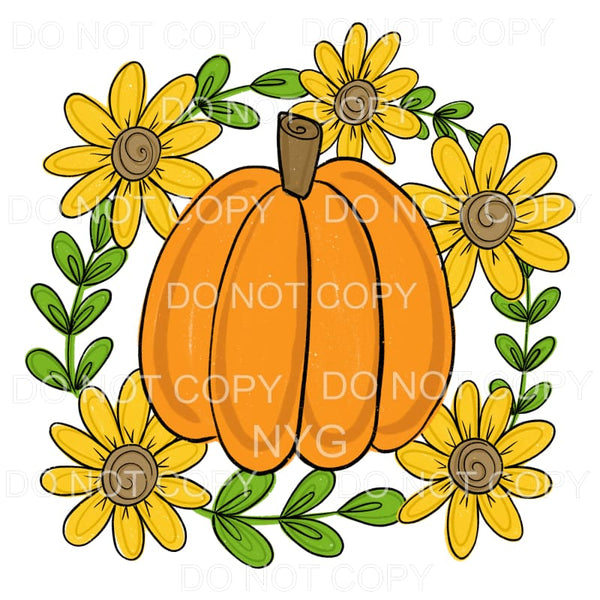 Pumpkin with Sunflower Wreath Sublimation transfers - Heat 