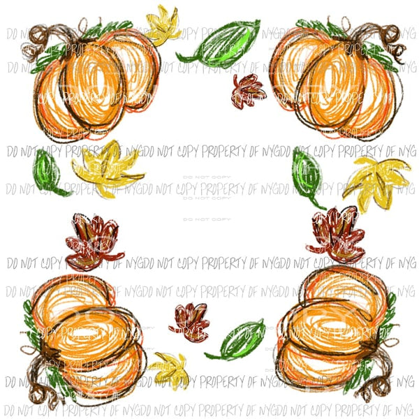 Pumpkin wreath great for monogram fall Halloween Sublimation transfers Heat Transfer