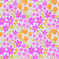 Purple and Orange Flowers Blue Background Sheet Sublimation 