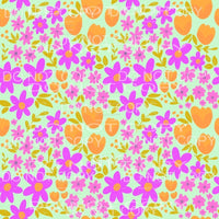 Purple and Orange Flowers Mint Background Sheet Sublimation 