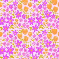 Purple and Orange Flowers Pink Background Sheet Sublimation 