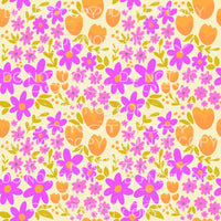 Purple and Orange Flowers Yellow Background Sheet 