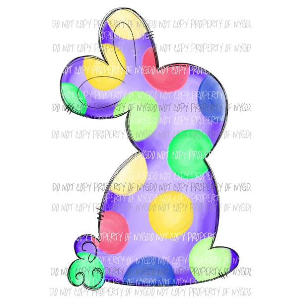 Purple Colorful Polka Dot Bunny Sublimation transfers Heat Transfer