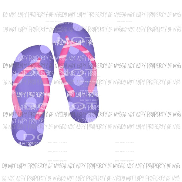 Purple Flip Flops polka dots pink stripes Sublimation transfers Heat Transfer
