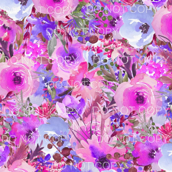 Purple Flowers Floral Sheet Sublimation transfers - Heat 