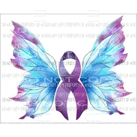 Purple Ribbon Butterfly Wings Sublimation transfers Heat Transfer