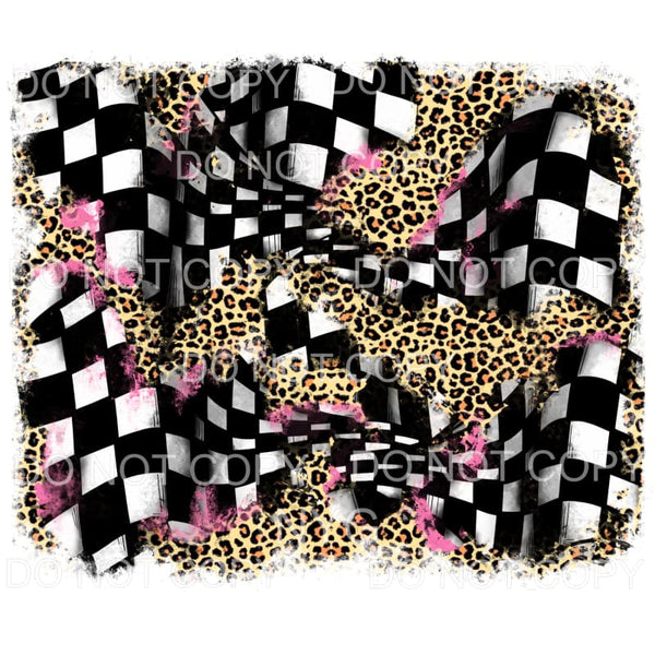 Racing Checkered Flag Leopard Pink Background Sheet #264 