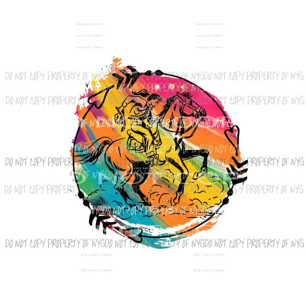 rainbow horse cowgirl Sublimation transfers Heat Transfer