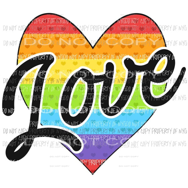 Rainbow Love Heart Sublimation transfers Heat Transfer