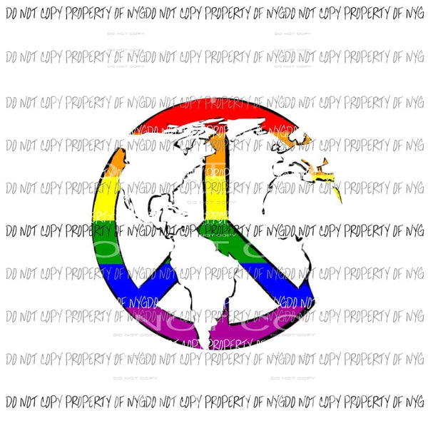 Rainbow Peace Sign World Continents Sublimation transfers Heat Transfer