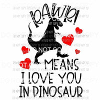 RAWR Means I Love You In Dinosaur Sublimation transfers Heat Transfer