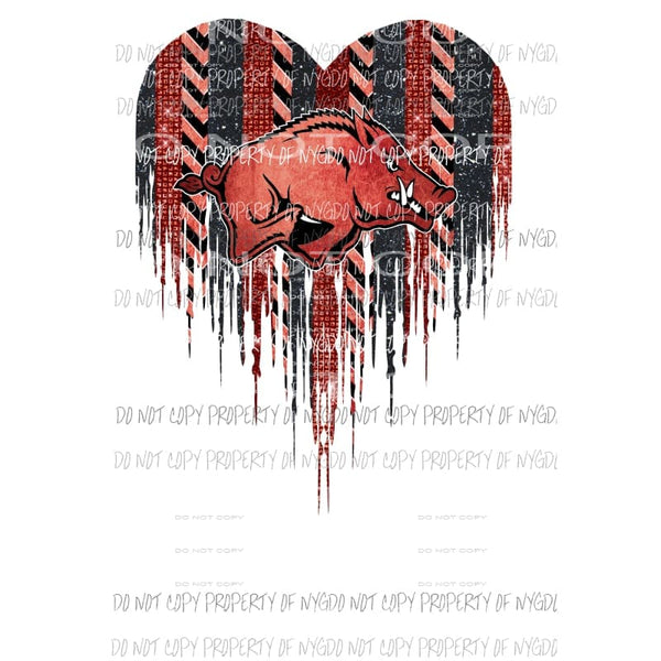 Razorback Heart paint palette Sublimation transfers Heat Transfer