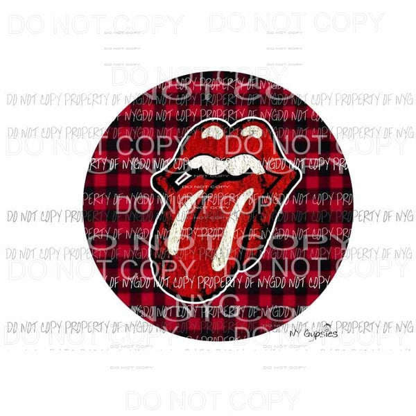 Red and Black Plaid Rolling stones Sublimation transfers Heat Transfer