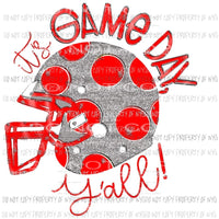 Red and silver Its game day yall football helmet Sublimation transfers Heat Transfer
