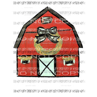 Red Barn Wreath Bow Watercolor Sublimation transfers Heat Transfer