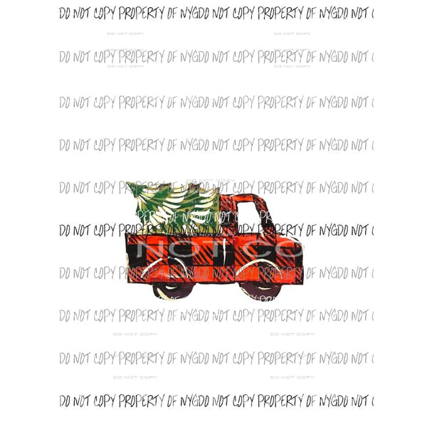 Red Buffalo Plaid Truck Christmas Tree Sublimation transfers Heat Transfer