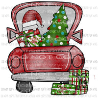 Red Christmas Truck with santa hat Sublimation transfers Heat Transfer