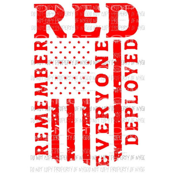 RED -Flag Remember Sublimation transfers Heat Transfer
