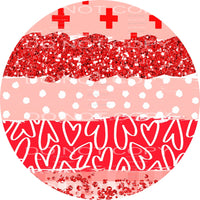 Red Glitter Hearts Cross Brushstrokes Circle Valentines Day 