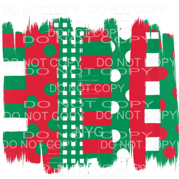 Red Green Stripes Polka Dots Brush Strokes Christmas Sheet 