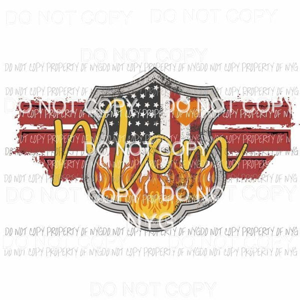 Red Line Badge Mom firefighter Sublimation transfers Heat Transfer