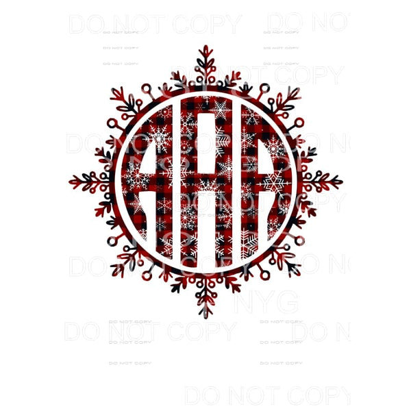 Red plaid snowflake monogram letters put letters in notes 