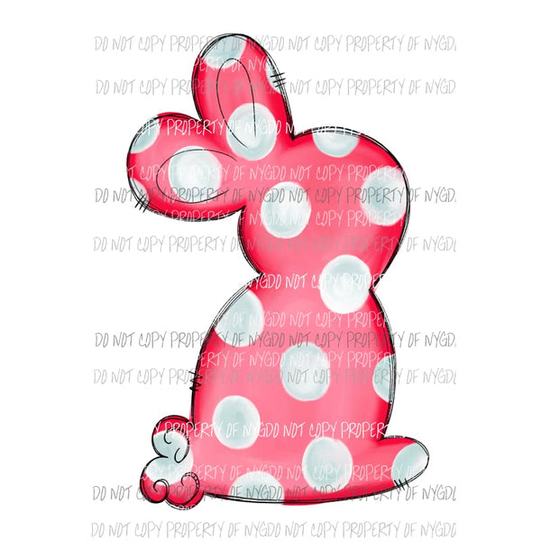 Red Polka Dot Bunny Sublimation transfers Heat Transfer