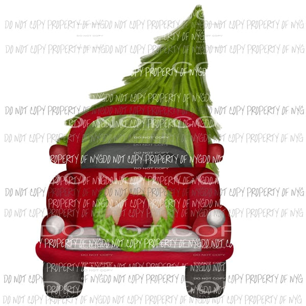 red truck with tree Sublimation transfers Heat Transfer